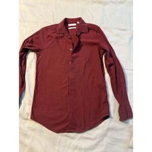Calvin Klein Boys Slim Fit Stretch Red Button Down Long Sleeve Shirt 16‎